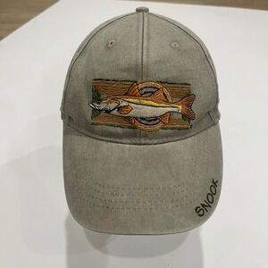 Flying Fisherman Mens Snook Fish Embroidered Baseball Cap Khaki Adjustable